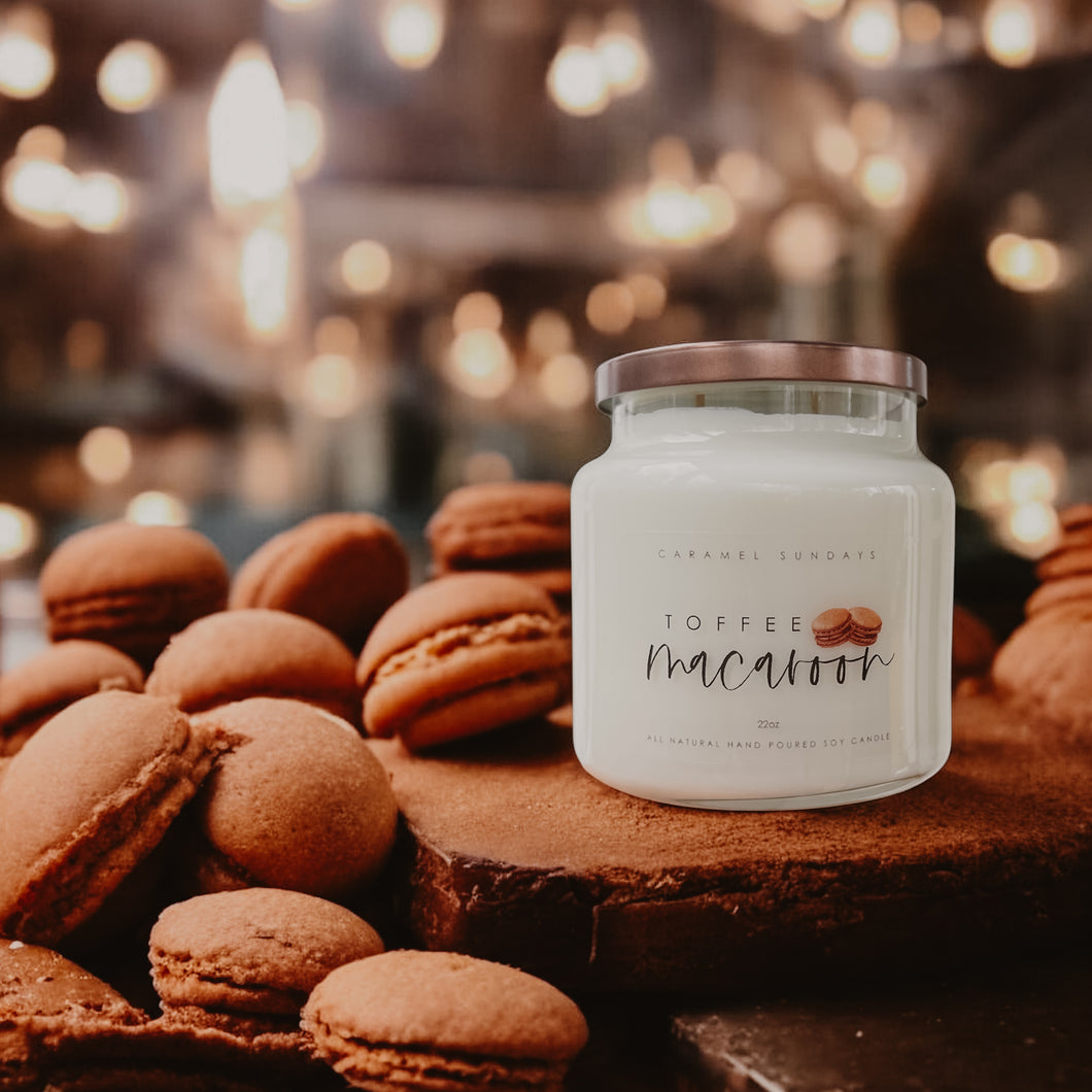 22oz 2 Wick Toffee Macaroon Soy Wax Candle